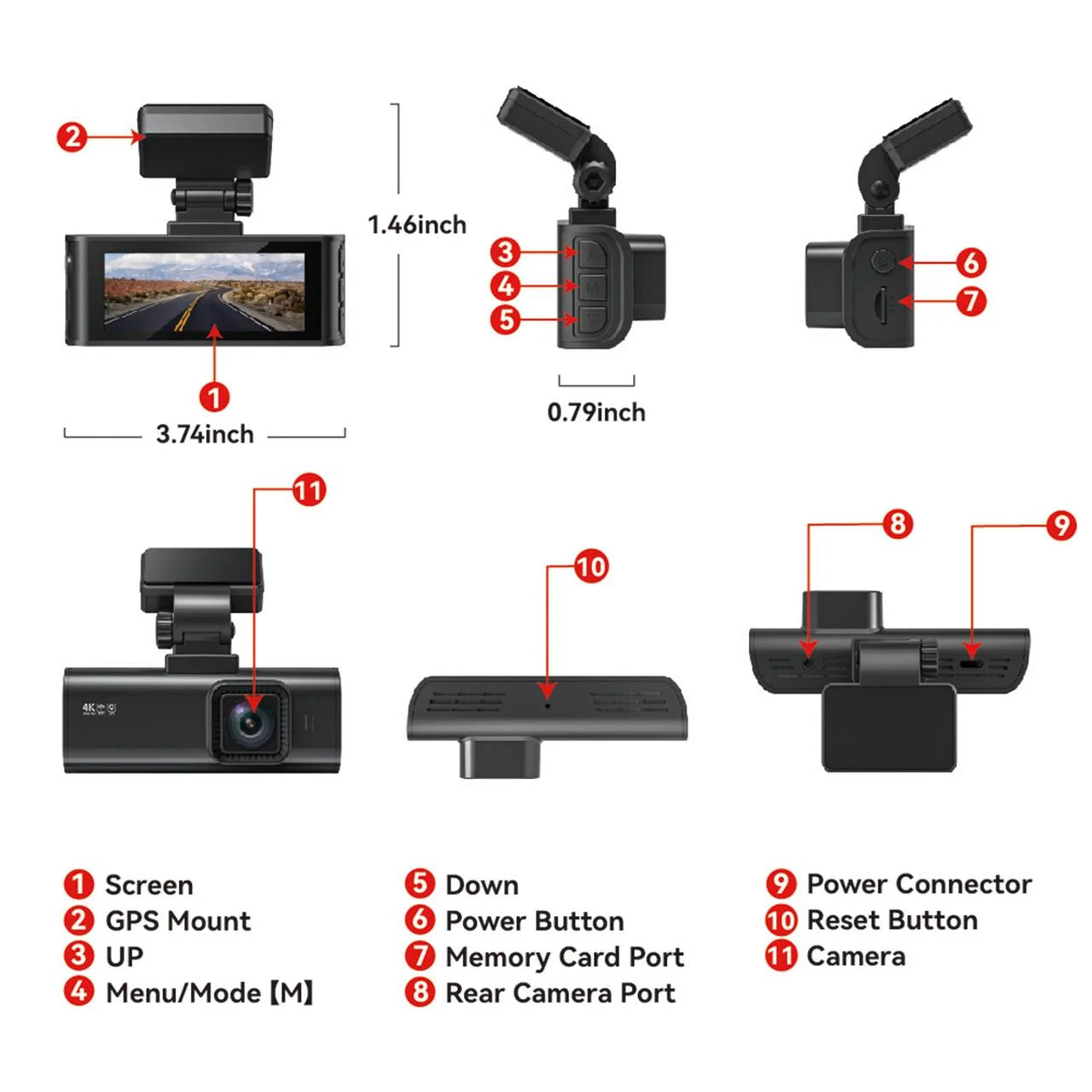 Ultimate 4K Front and Rear Dash Cam with WiFi & GPS | Night Vision, Loop Recording, and 3.18'' LCD Screen for Complete Road Safety
