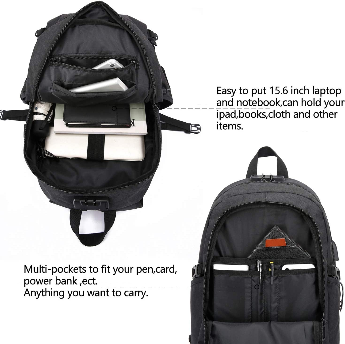 Secure Your Essentials with the Anti-Theft Travel Laptop Backpack - USB Charging Port & Water Resistant Design for Men and College Students, Fits 15.6 Inch Laptops