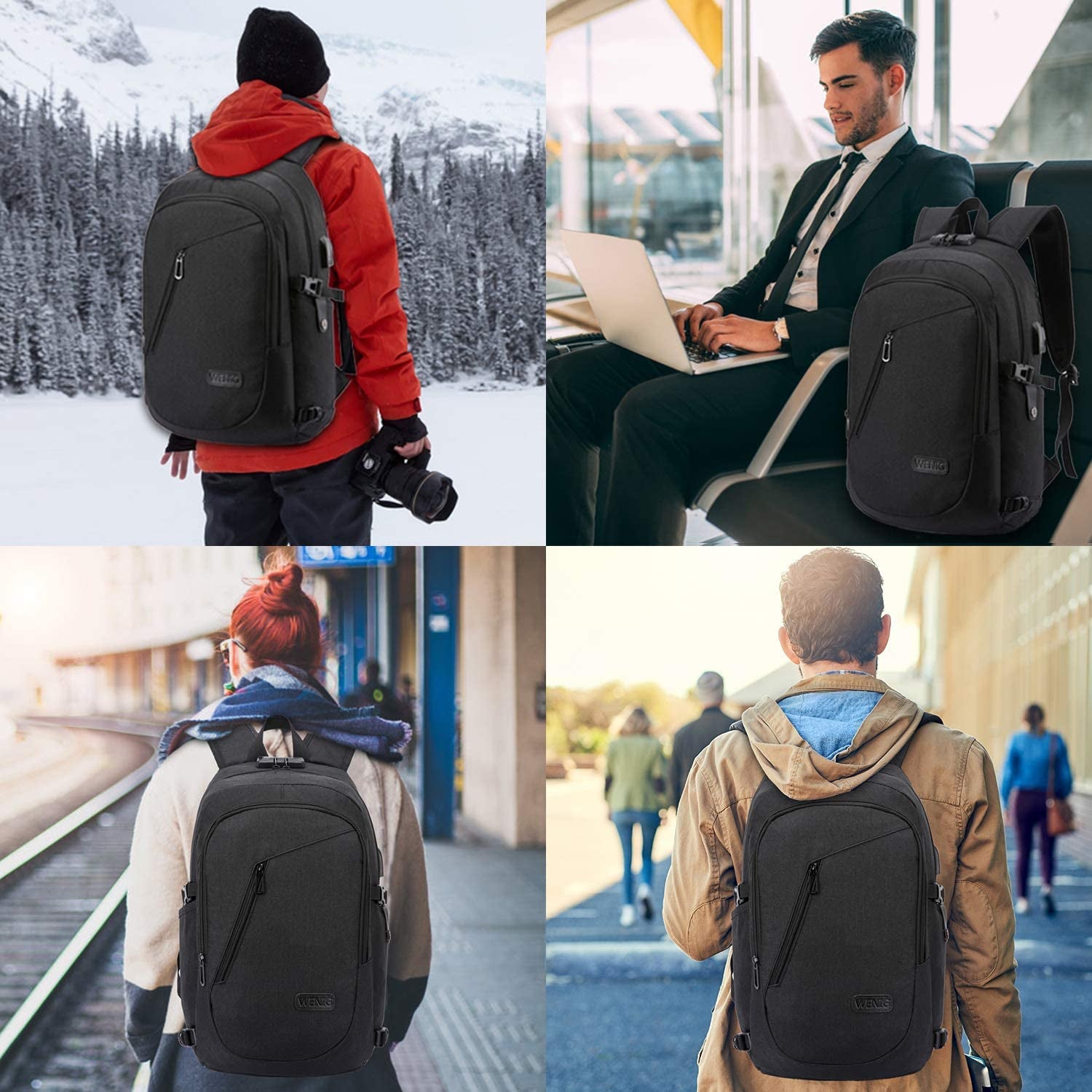 Secure Your Essentials with the Anti-Theft Travel Laptop Backpack - USB Charging Port & Water Resistant Design for Men and College Students, Fits 15.6 Inch Laptops