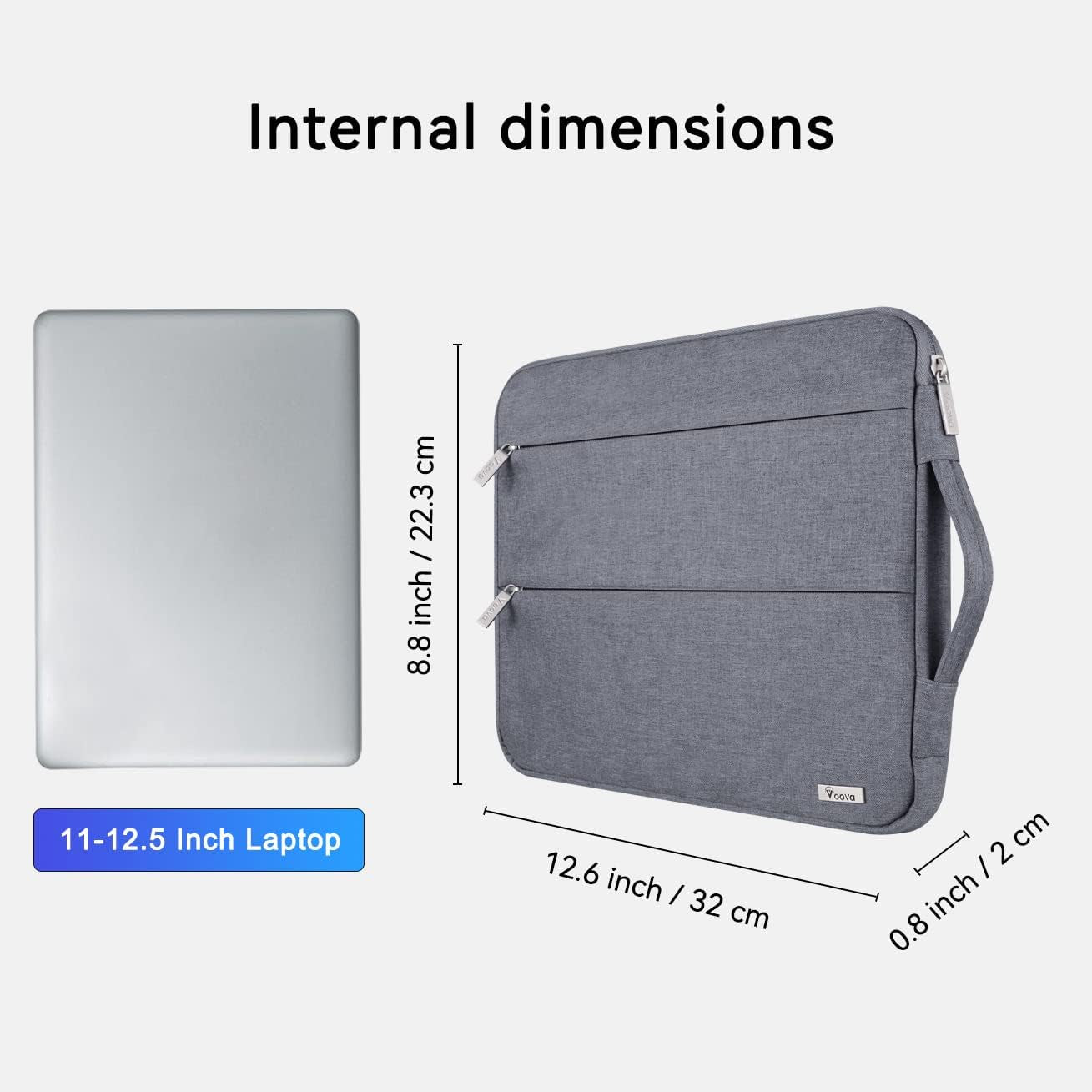 Sleek & Stylish Slim Laptop Sleeve for 11-12 Inch Devices - Perfect Fit for MacBook Air, Surface Pro, HP, Acer, Asus, & Samsung Chromebook - Grey