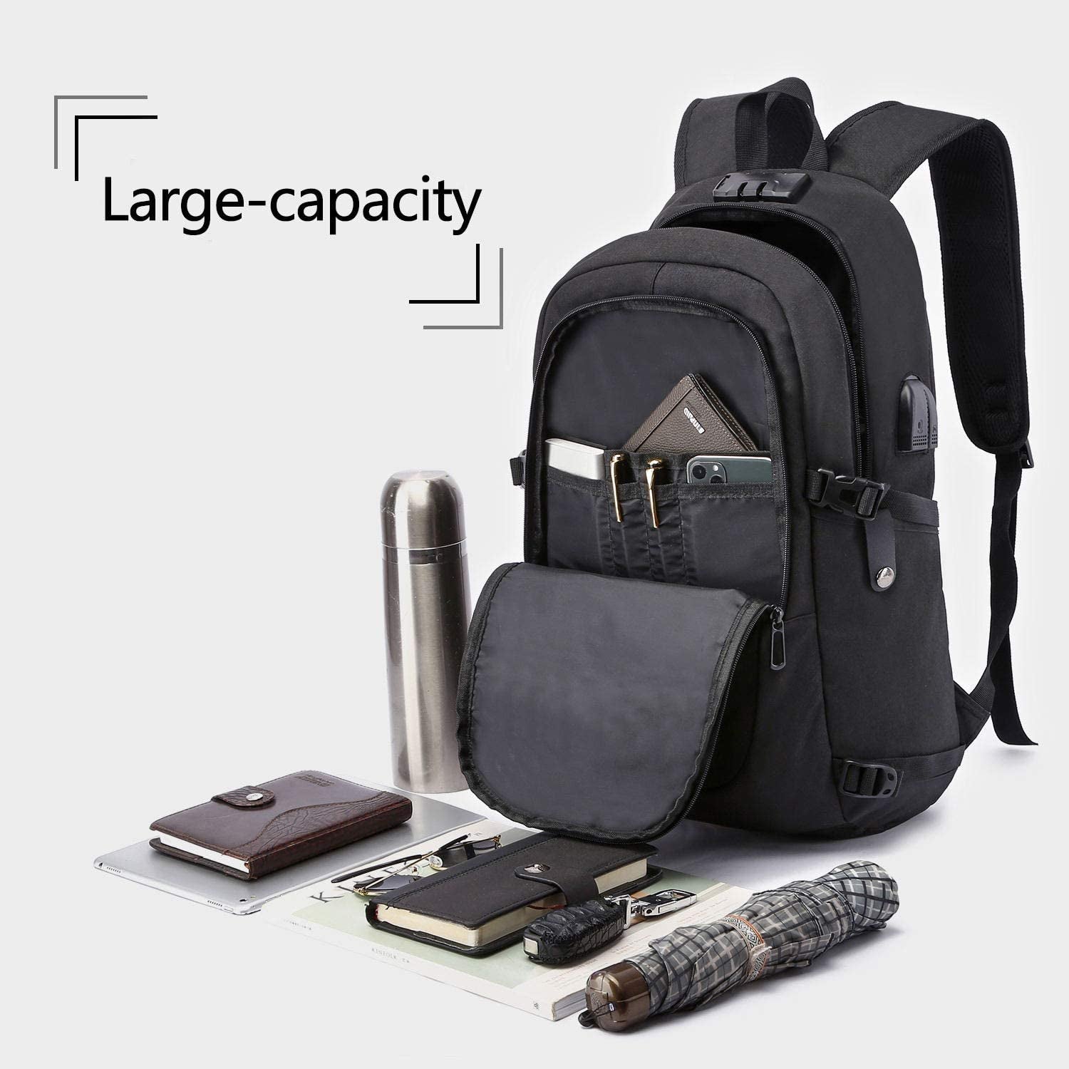 Secure Your Essentials with the Anti-Theft Travel Laptop Backpack - USB Charging Port & Water Resistant Design for Men and College Students, Fits 15.6 Inch Laptops
