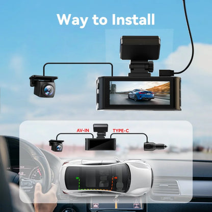 Ultimate 4K Front and Rear Dash Cam with WiFi & GPS | Night Vision, Loop Recording, and 3.18'' LCD Screen for Complete Road Safety