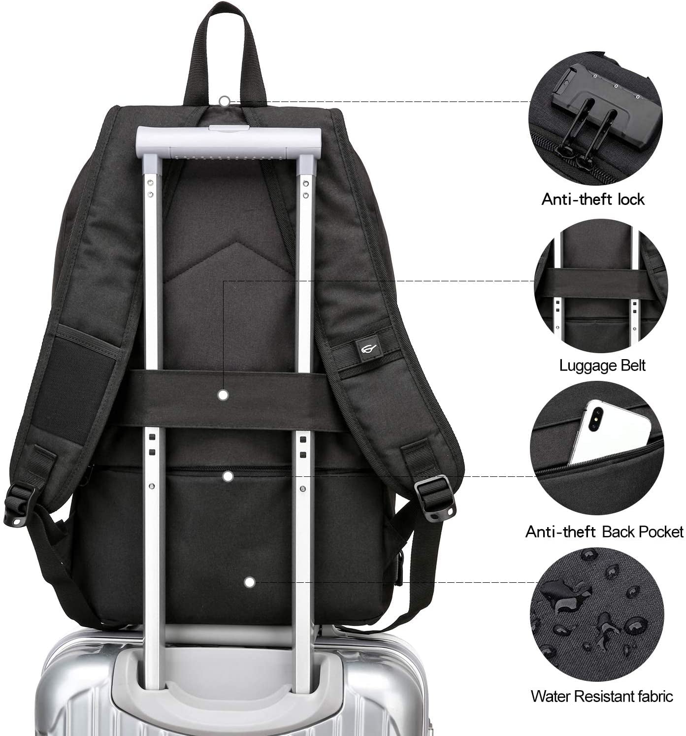 Secure Your Essentials with the Anti-Theft Travel Laptop Backpack - USB Charging Port & Water Resistant Design for Men and College Students, Fits 15.6 Inch Laptops