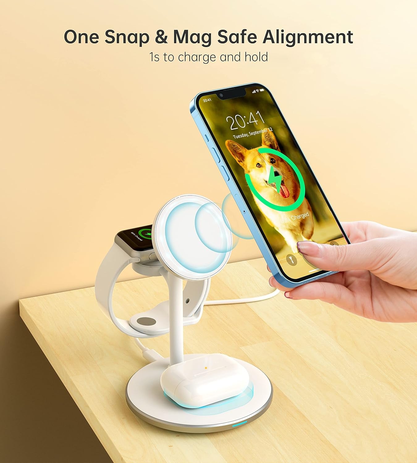 Ultimate 3 in 1 Wireless Charging Station for Apple Devices – 15W MagSafe Fast Charger with 20W Adapter for iPhone 17, 16, 15, 14, 13, 12 Pro Max/Air/Plus/Pro/Mini, iWatch, and AirPods in Sleek White Design